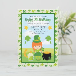 キュートレッドヘアセントパトリック子供の誕生日 招待状