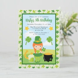 キュートレッドヘアセントパトリック子供の誕生日 招待状