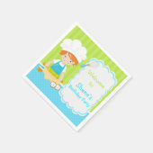 キュートレッドヘアボーイベーキング誕生日パーティー スタンダードカクテルナプキン (角)