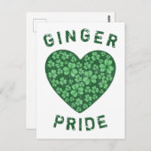 キュートレッドヘッドジンジャーパワーシャムロックグリーンハート ポストカード (正面/裏面)