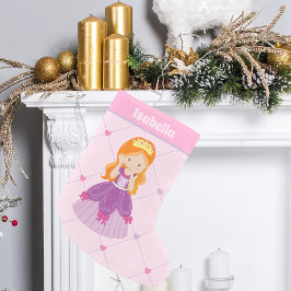 キュートレッドヘッドプリンセスガールピンクハートカスタム スモールクリスマスストッキング
