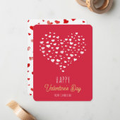 キュートレッドホワイトハートハッピーバレンタインデー ノートカード (正面/裏面インサイチュ)
