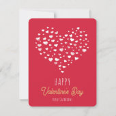 キュートレッドホワイトハートハッピーバレンタインデー ノートカード (正面)