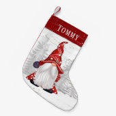 キュートレッドホワイト格言名前をカスタムする スモールクリスマスストッキング (正面 (吊り時))