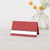 キュートレッドホワイト水玉模様誕生会 プレイスカード (正面)