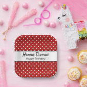 キュートレッドホワイト水玉模様誕生会 ペーパープレート (パーティー)