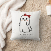 キュートレッドボウハロウィーン幽霊 ガーリー クッション (ブランケット)