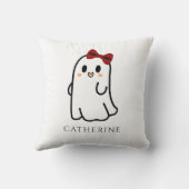 キュートレッドボウハロウィーン幽霊 ガーリー クッション (裏面)