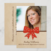 キュートレッドボウ卒業招待状 招待状 (正面/裏面)