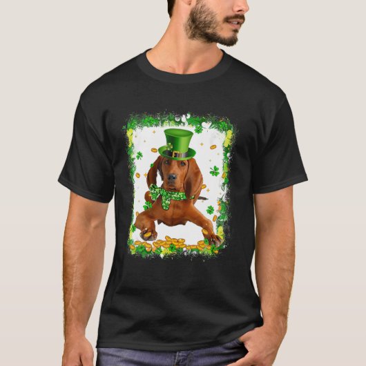 キュートレッドボーンコンハウンドドッグSt patricks dayアイリッシュS Tシャツ (正面)