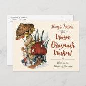 キュートレッドマッシュルームハウスクリスマスホリディポストード シーズンポストカード (正面/裏面)