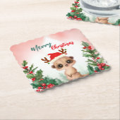 キュートレッドメリークリスマスカシュミールサンタクリスマスパーティー ペーパーコースター (アングル)