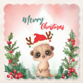 キュートレッドメリークリスマスカシュミールサンタクリスマスパーティー ペーパーコースター (正面)