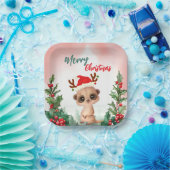 キュートレッドメリークリスマスカシュミールサンタクリスマスパーティー ペーパープレート (パーティー)