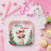 キュートレッドメリークリスマスカシュミールサンタクリスマスパーティー ペーパープレート (パーティー)