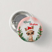 キュートレッドメリークリスマスカシュミールサンタクリスマスパーティー 缶バッジ (正面&裏面)