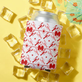 キュートレッドモノグラム&ロブスターシーズン航海の 缶クーラー