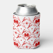 キュートレッドモノグラム&ロブスターシーズン航海の 缶クーラー (缶正面)