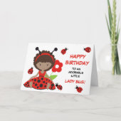 キュートレッドラディバグガール誕生日 カード (正面)