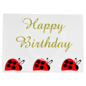 キュートレッドラディバグ誕生日 ラージペーパーバッグ (裏面)