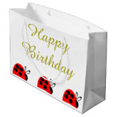 キュートレッドラディバグ誕生日 ラージペーパーバッグ (裏面アングル)