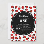 キュートレッドラディバグ誕生日 招待状 (正面)