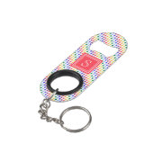 キュートレッドレインボー水玉模様モンノグラム キーホルダー栓抜き (裏面アングル)