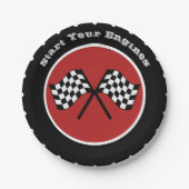 キュートレッドレースパーティータイヤ ペーパープレート (正面)