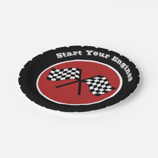 キュートレッドレースパーティータイヤ ペーパープレート (アングル)