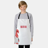 キュートレッド格言イラストレーションカスタム エプロン (着用した状態)