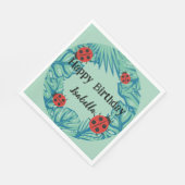 キュートレッド水玉模様ラディバグジャングル葉誕生日 スタンダードランチョンナプキン (角)