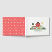 キュートレッド納屋周囲の庭ファームアニマルエイジ誕生日 ゲストブック (全面)