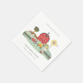 キュートレッド納屋周囲の庭ファームアニマルエイジ誕生日 スタンダードカクテルナプキン (角)