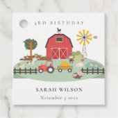 キュートレッド納屋周囲の庭ファームアニマルエイジ誕生日 フェイバータグ (正面)