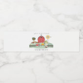 キュートレッド納屋周囲の庭ファームアニマルエイジ誕生日 ペットボトルラベル (シングルラベル)