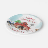 キュートレッド納屋周囲の庭ファームアニマルエイジ誕生日 ペーパープレート (アングル)