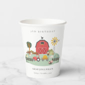 キュートレッド納屋周囲の庭ファームアニマルエイジ誕生日 紙コップ (裏面)