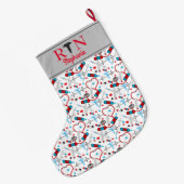 キュートレッド聴診器ナース |ドクターEKGパターン ラージクリスマスストッキング (裏面 (吊り時))