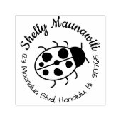 キュートレディバグ差出人住所スタンプラウンドカスタム セルフインキングスタンプ (デザイン)