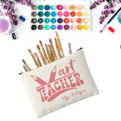 キュートレトロアート先生アイボリーホワイトパーソナライズされた アクセサリーポーチ