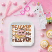 キュートレトロカボチャ先生ハロウィン秋 ペーパープレート (パーティー)