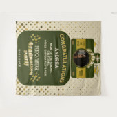 キュートレトロカメラアートドット 卒業写真バックドロップ タペストリー (正面(横))