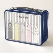 キュートレトロカラフルラマカスタムス メタルランチボックス (裏面)