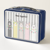 キュートレトロカラフルラマカスタムス メタルランチボックス (正面)