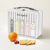 キュートレトロカラフルラマカスタムス メタルランチボックス