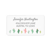 キュートレトロガーリー多肉性サボテン差出人住所 ラベル (正面)