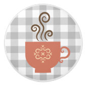キュートレトロコーヒーまたはティーカップのグレーバッファロー セラミックノブ (正面)