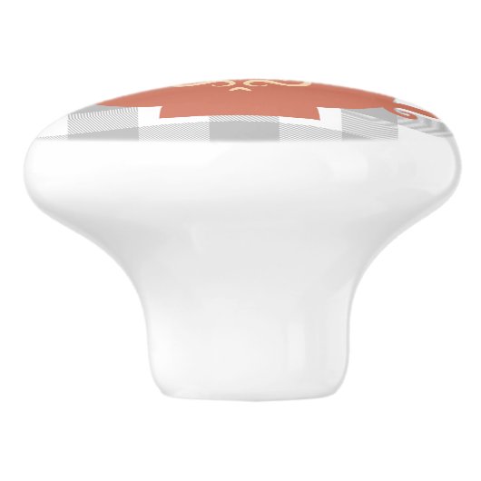 キュートレトロコーヒーまたはティーカップのグレーバッファロー セラミックノブ (側面)