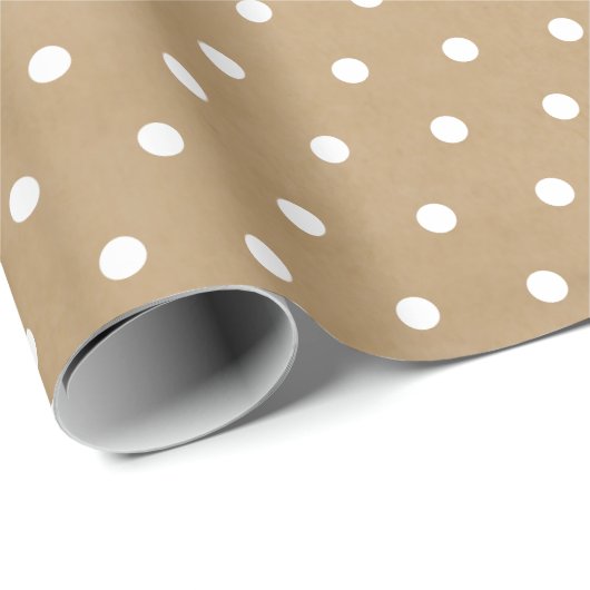 キュートレトロシンプルホワイト水玉模様オンフークラフト ラッピングペーパー (ロールコーナー)