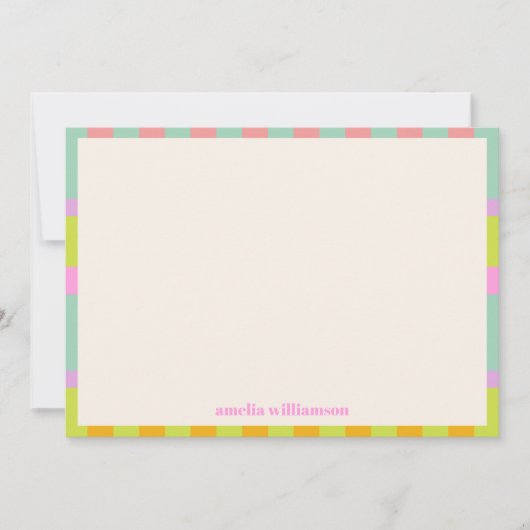 キュートレトロジオメトリチェックパステルパーソナライズされた サンキューカード (正面)